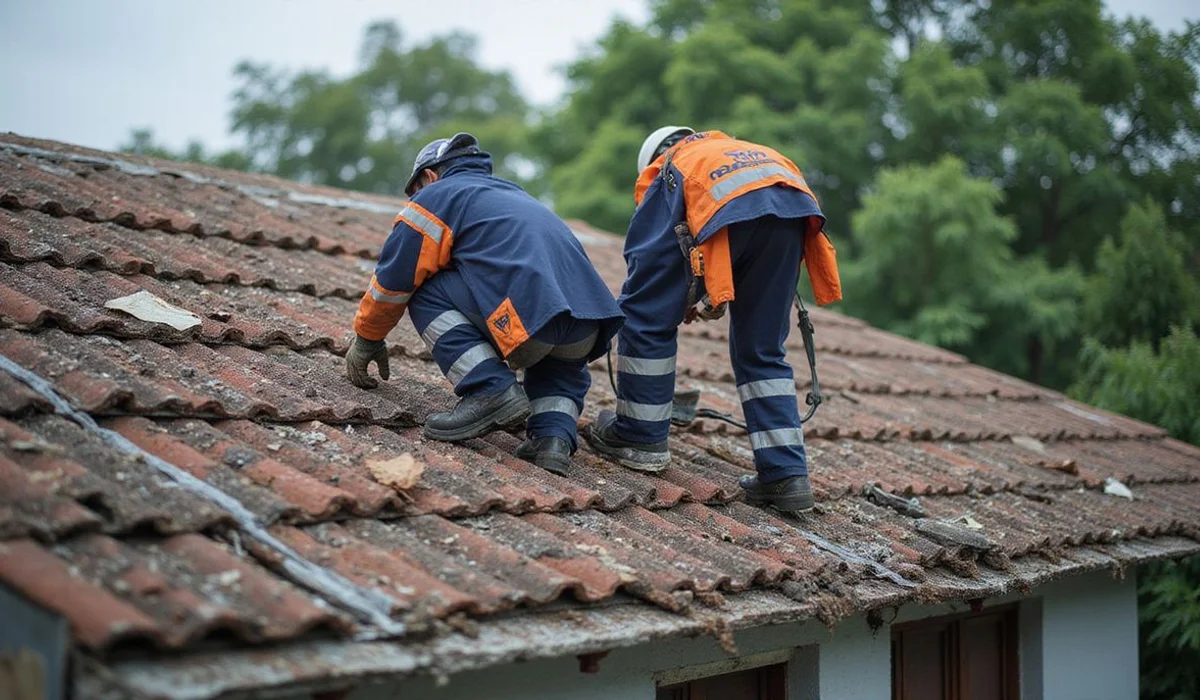 Aged roof with widespread tile damage ready for re-roofing