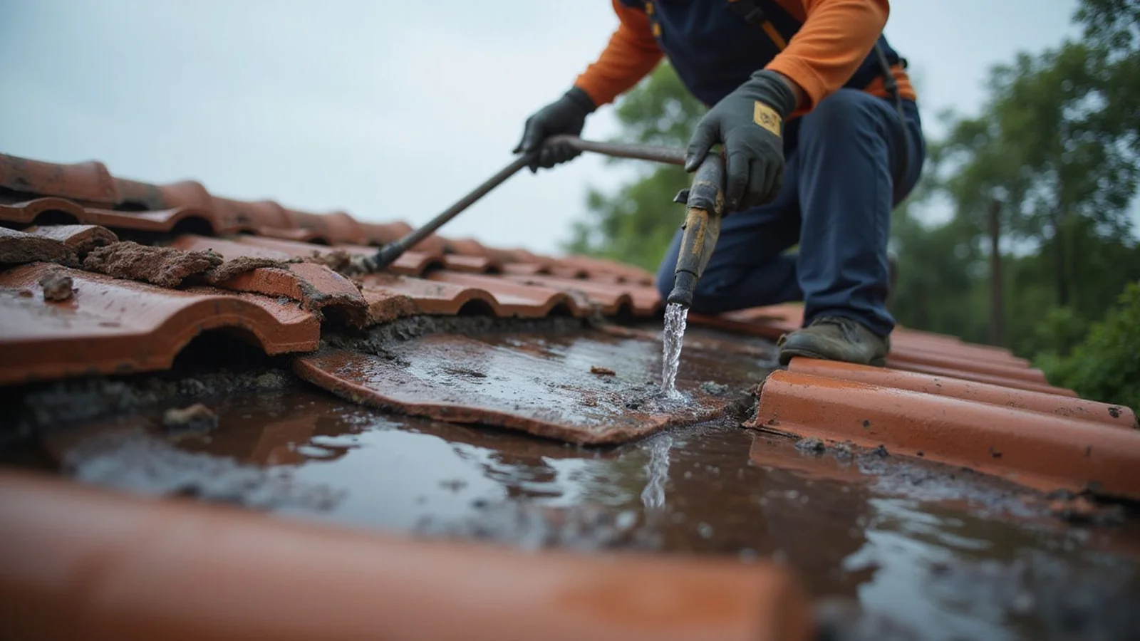 Cracked and slipped roof tiles letting water in