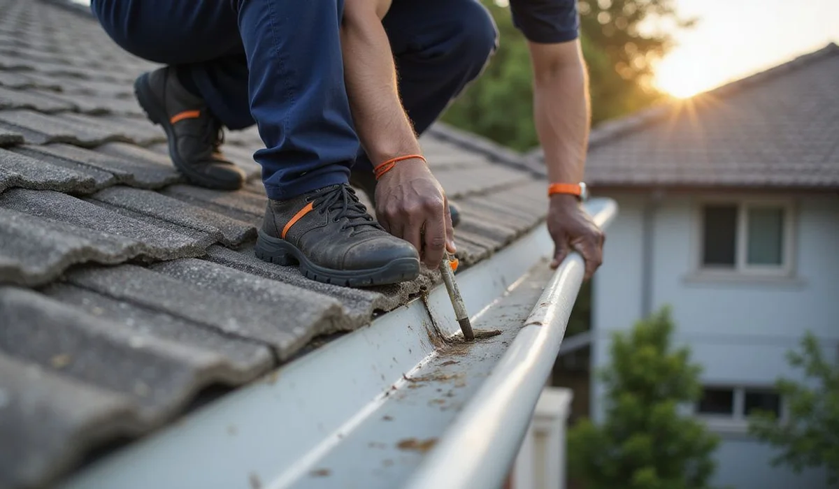 Localised gutter seam repair with sealant